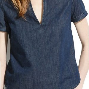 Women's Denim V-Neck Top
