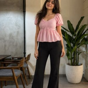 Elegant V-Neck Peplum Top for Women